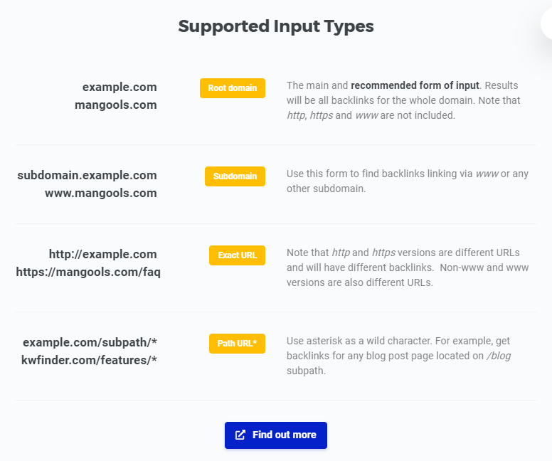 LinkMiner Supported Input Types