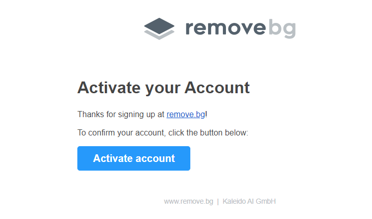 Remove.bg Account aktiviert