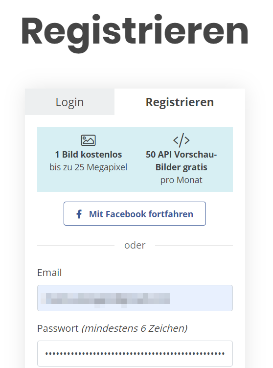 Bei remove.bg registrieren