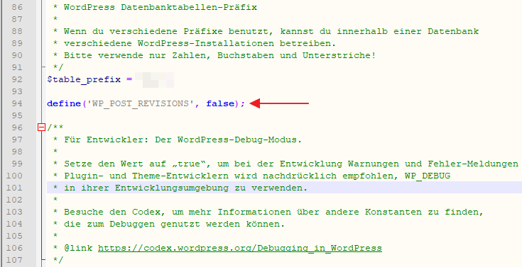 WordPress Revisionen deaktivieren